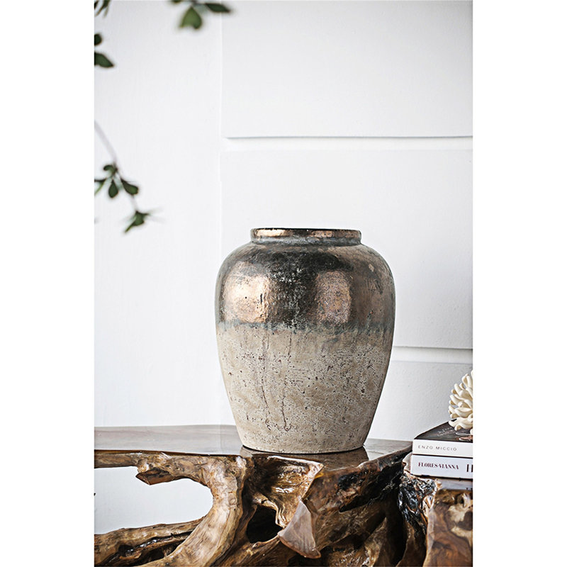 Vase rond en céramique, H 16 po x l 13 po x P 13 po