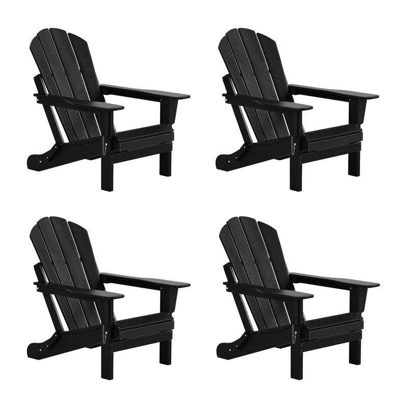 Chaise Adirondack pliante en PEHD Vinnie, Noir