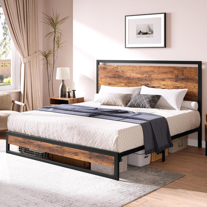 6 Inch Platform Bed Frame With Headboard And Footboard, Mattress Foundation, King