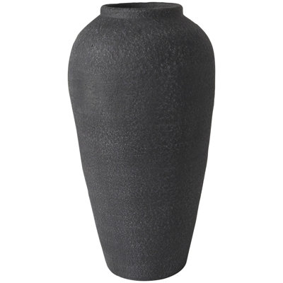 Black Ceramic Whitewashed Textured Decorative Vase