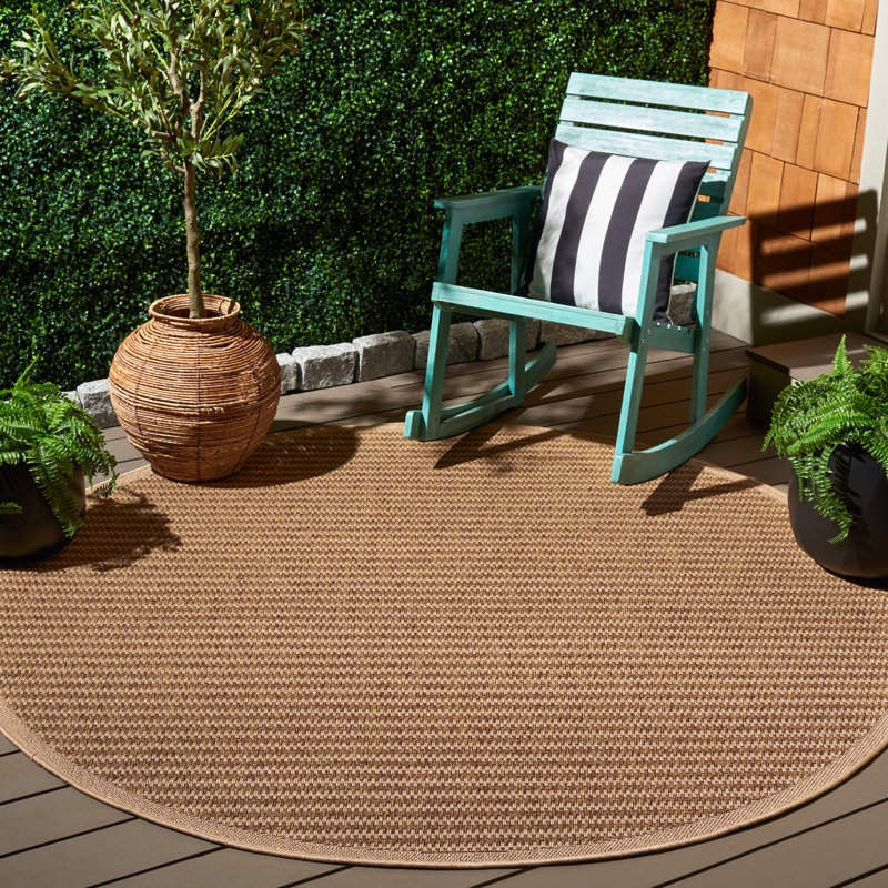 Tapis d'intérieur / extérieur de couleur unie Leiam Performance, Rond 6 pi 7 po