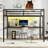 Metal Full Size Loft Bed  With Power Outlet And LED Lighted, Space-Saving, Noise Reduced, Black-1412748156
