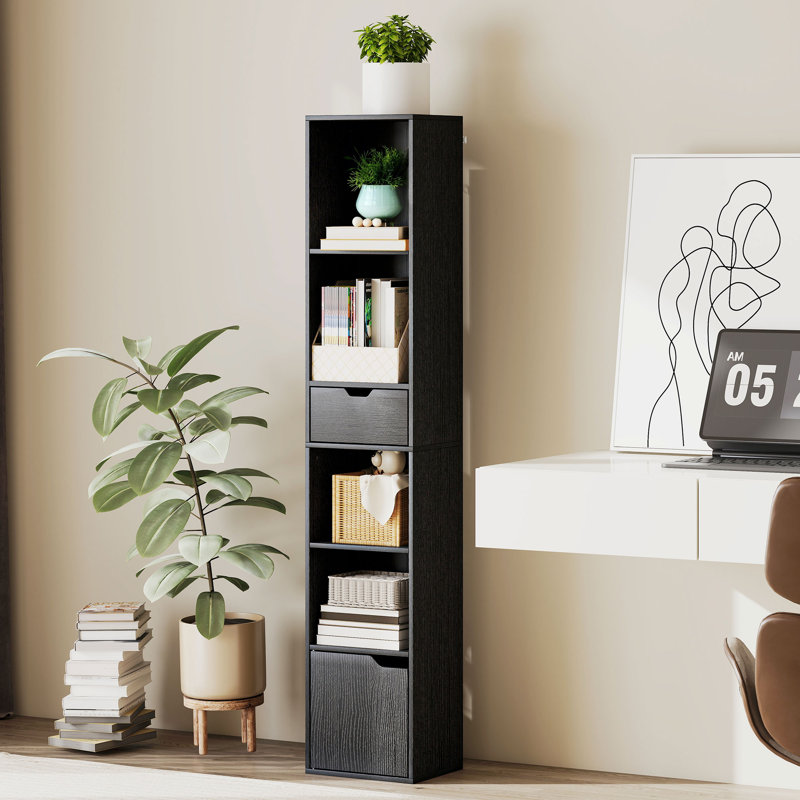 158cm H x 30cm W Particle Board Bookcase, Black