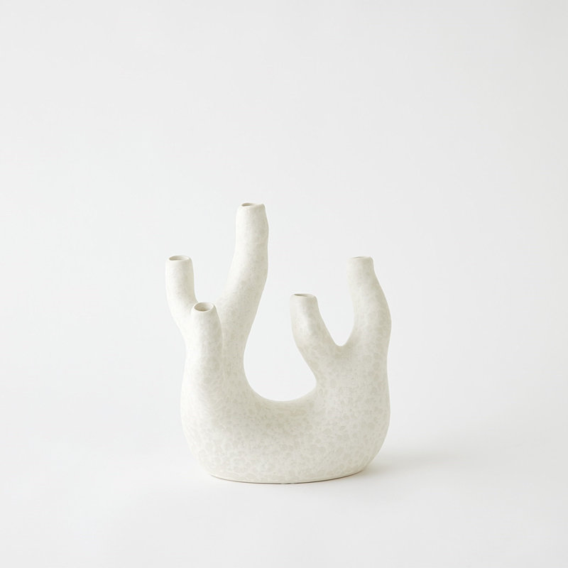 Creation Handmade Earthenware Table Vase, White
