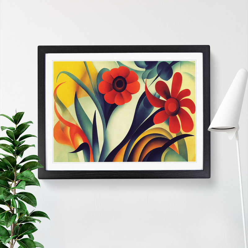 Idyllic Flowers - Single Picture Frame Print, Black, 25cm H x 34cm W x 2cm D