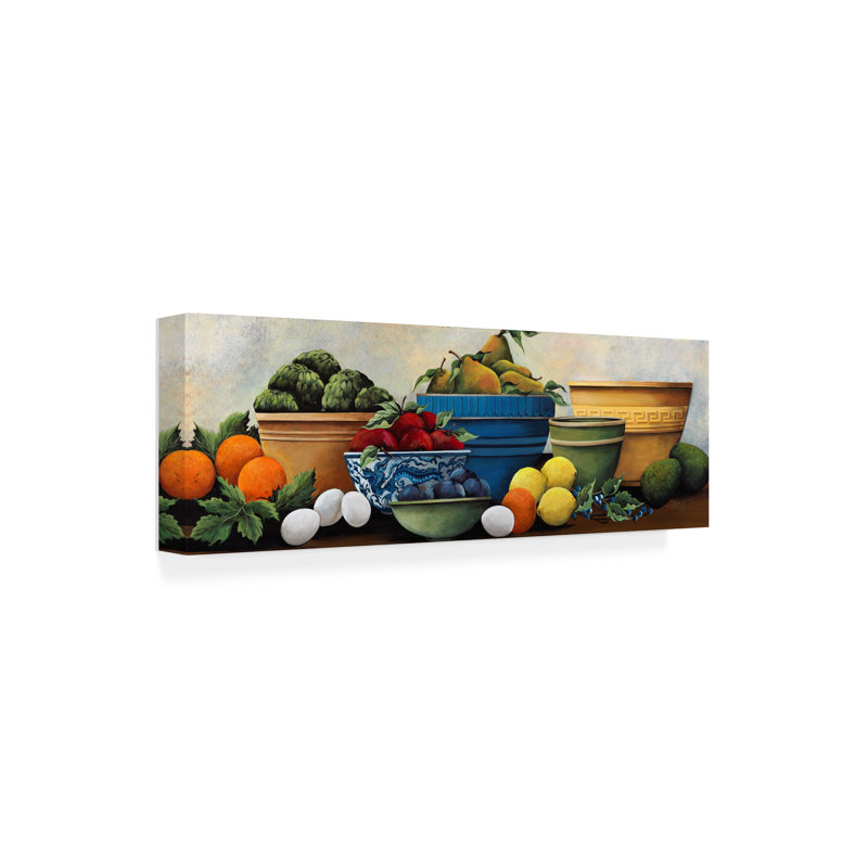 Art mural sur toile tendue - Art mural «Fruit Bowls» de Debbi Wetzel pour le salon, la chambre à coucher ou le bureau - 8 x 24