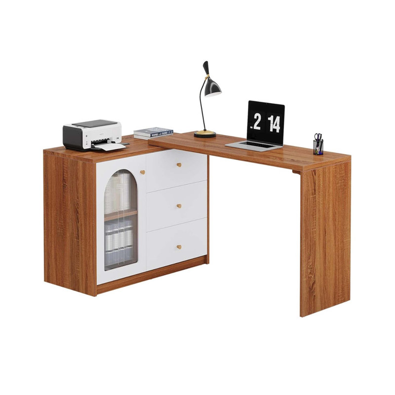 Bureau d'ordinateur en L 82,67 po réversible avec tiroirs - Bureau de coin spacieux pour la maison, le bureau et un appartement