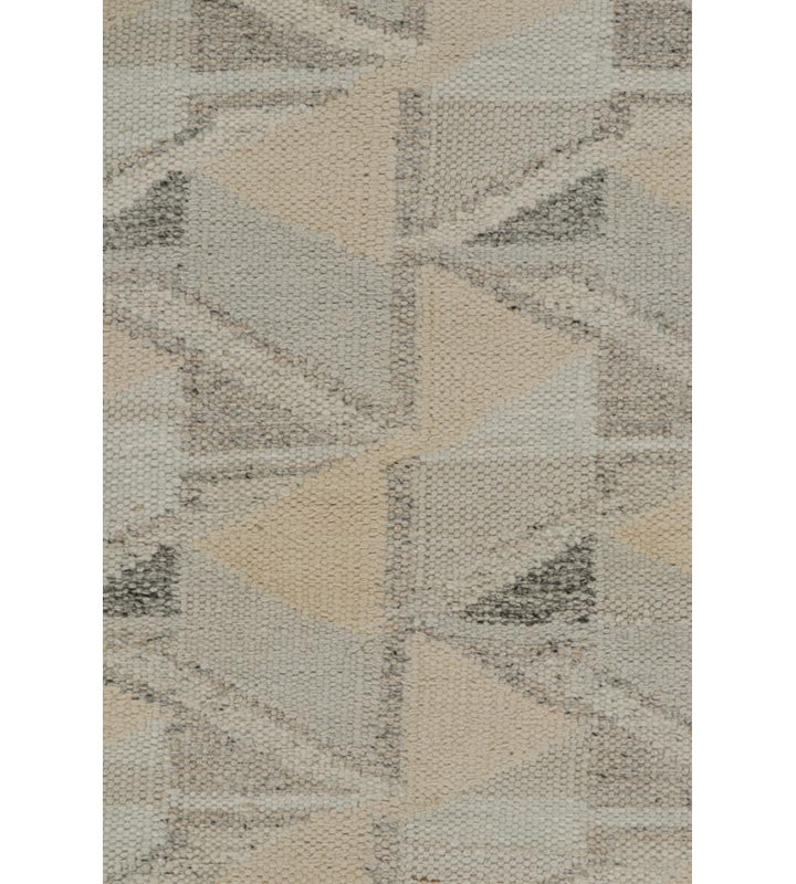 Rug & Kilim’S Scandinavian Kilim Runner With Gray-Beige Geometric Patterns, Runner 3' x 10'