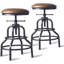 Ensemble de 2 tabourets réglables à hauteur de comptoir industriel, tabouret en fonte, tabouret pivotant Adriam, tabouret en métal 27 po, entièrement soudé, ensemble industriel de 2 (plateau en cuir de polyuréthane noir)-1764748729