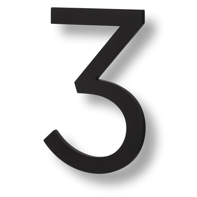 Numéro de maison flottante, 6 po, Dos plat, 3