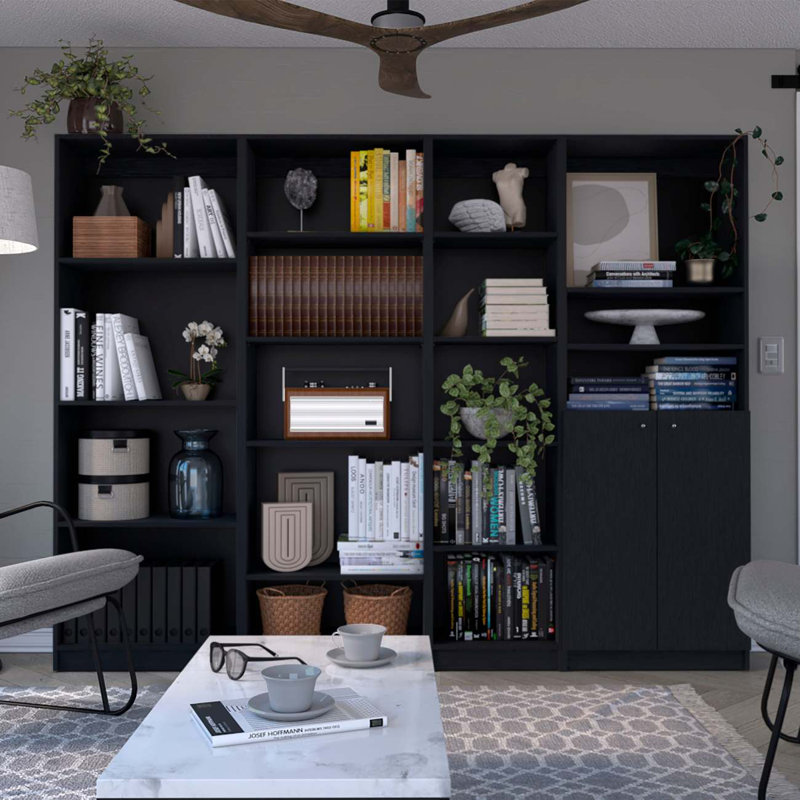 Ensemble de salon 4 pièces avec 4 bibliothèques, mélange parfait de style et de fonctionnalité pour votre maison