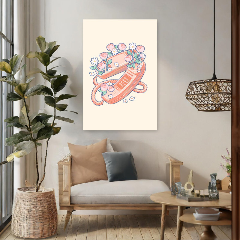 Impression rétro sur toile fleurie rétro rétro fleur de printemps pivoine, 48" H x 32" W