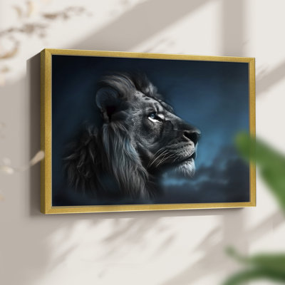 Portrait d'un lion - reproduction encadrée - réaménageable
