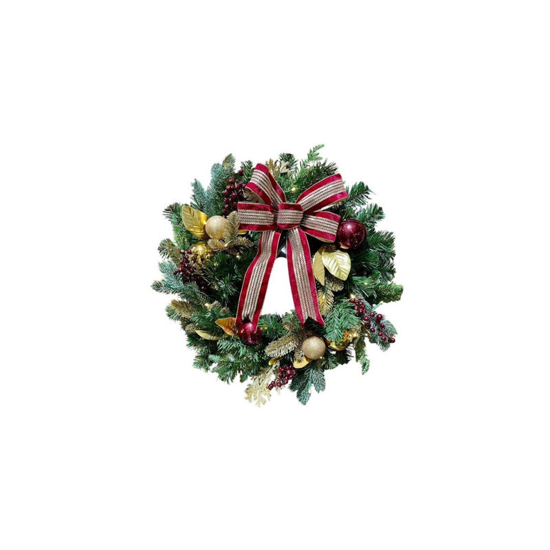 Couronne décorative 24 "avec lumières à piles 24" Newport