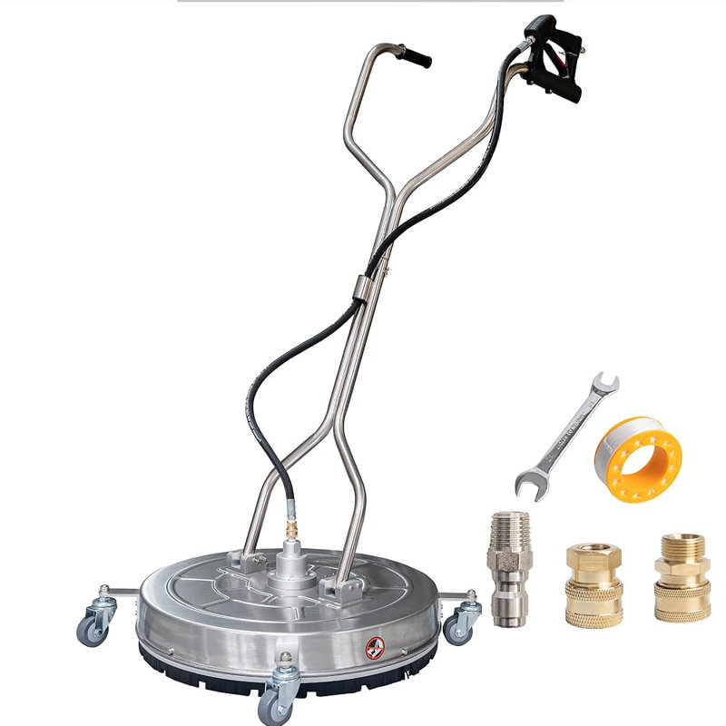 20" Pressure Washer Surface Cleaner With Dual Handles, Stainless Steel Surface Cleaner With 4 Wheels, 4500 Psi, 20 Inch