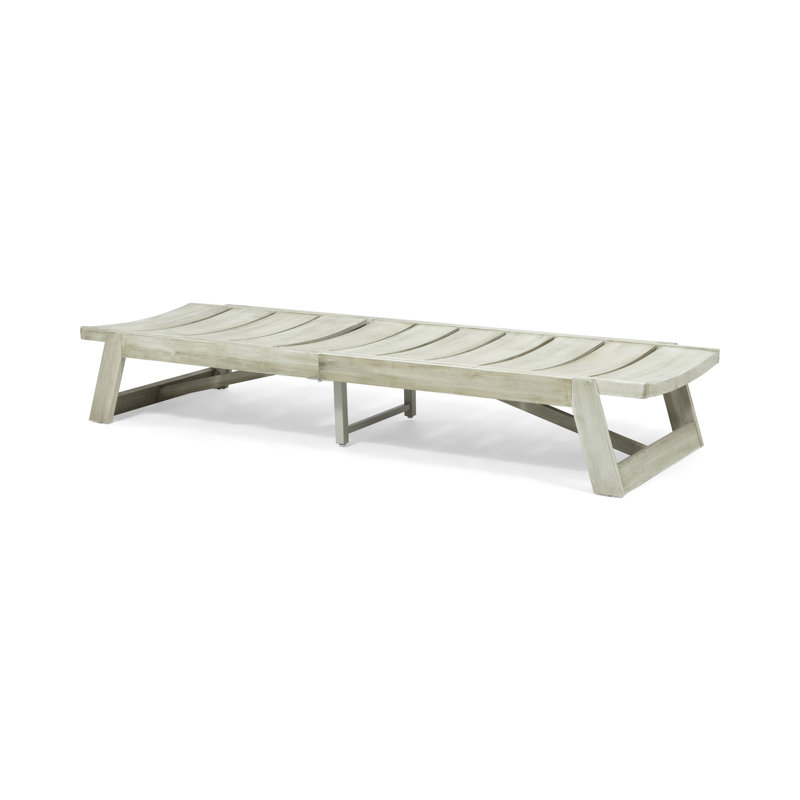 Metal & Wood Grey Chaise Lounge With Finish In Matching Accessories, Gray, 1