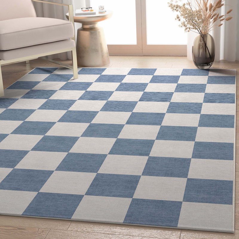Tapis carré bleu Kehr, Rectangle 9 pi 10 po x 13 pi