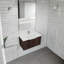 Meuble-lavabo mural de 36 po avec portes à fermeture en douceur, lavabo en résine à bord moyen, finition en mélamine résistante aux égratignures et aux rayures, brun argenté