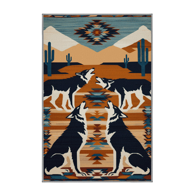  Tapis lavable inspiré du loup du Sud-Ouest, Tapis de couloir 2 pi x 5 pi
