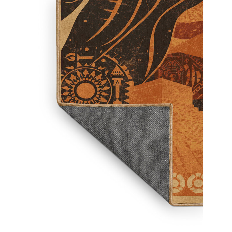 Tapis moelleux moelleux au look rustique rétro Marvine Pachamama - reliure brun clair, 8 x 12