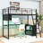 Loft Bed With LED, Desk And Storage Shelves-247179183