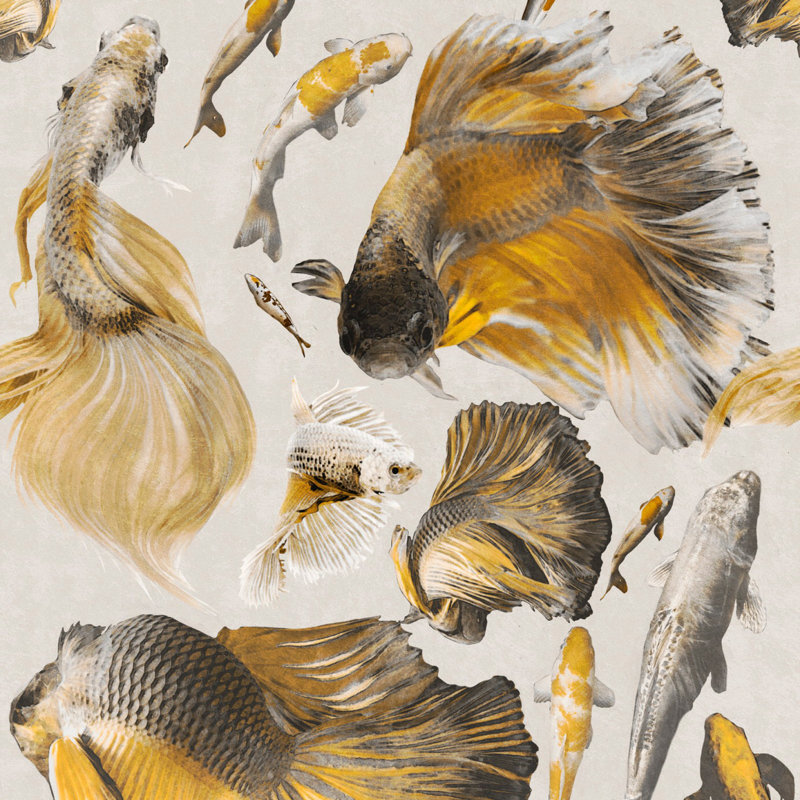 Atoll Abstract Wallpaper Roll, Yellow/Gray