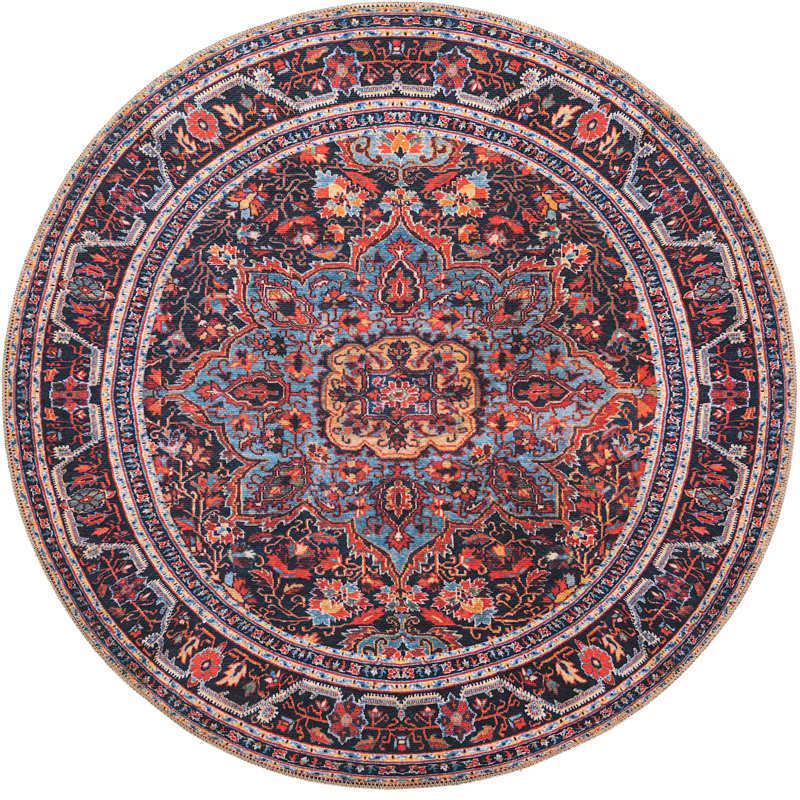 Mauri Chenille Oriental Indoor Rug, Round 5'