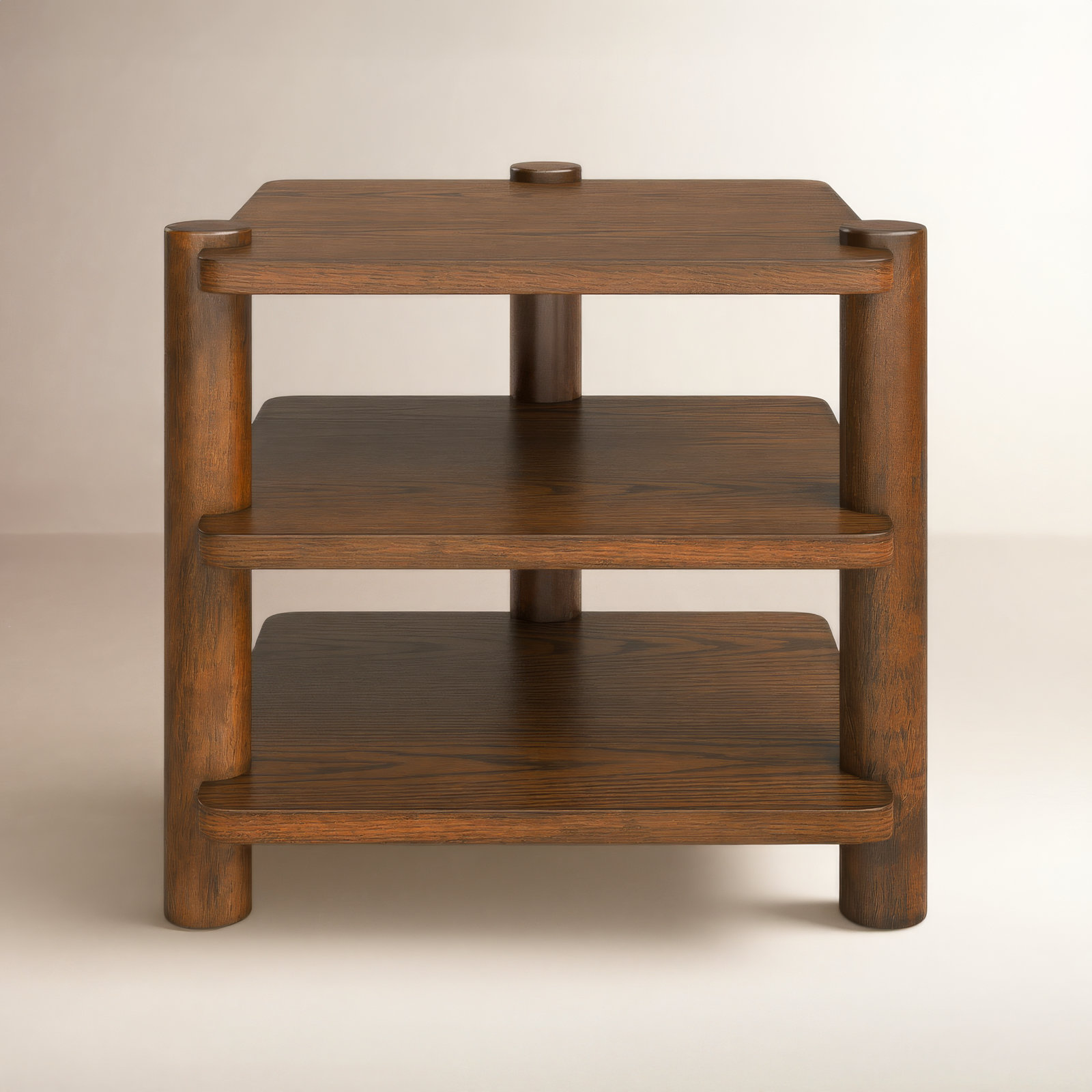 Hepburn 3 Shelf Wood Accent Table, Medium Oak