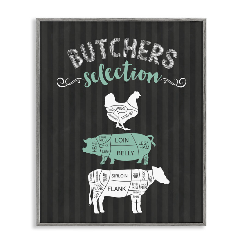 Giclée noire encadrée Butchers, H 20 po x l 16 po, Estampe numérique Farmhouse