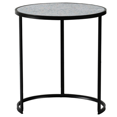 2 Round Side Tables Bundle, Stacking End With Metal Construction For Small Spaces, Living Room, Office, Black Iron, No Assembly Required Of Tables, Spaces Room Not