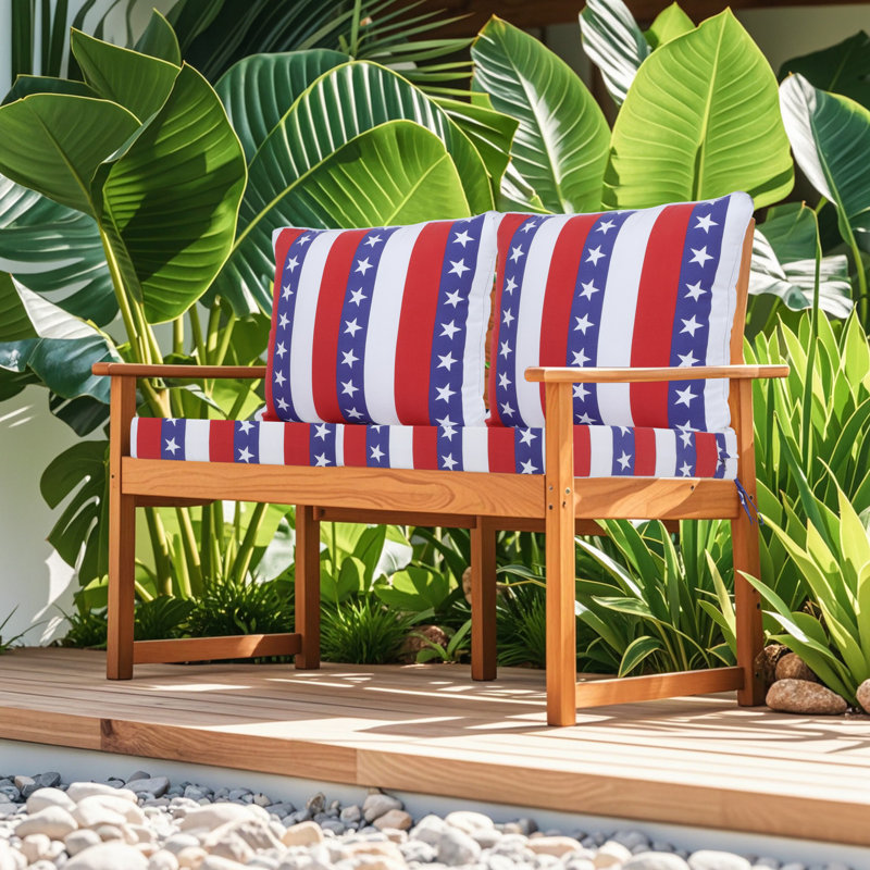 2-Piece Outdoor Deep Seat Cushion Set ( Cushion Only), Red/Blue/White