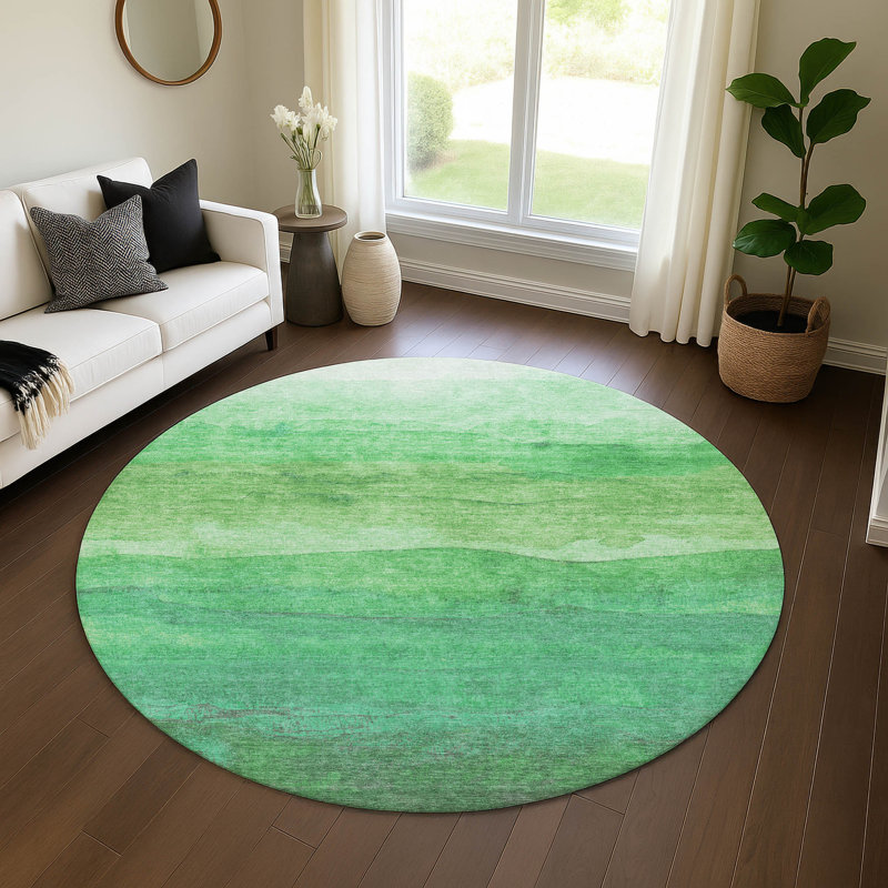 Premium Machine Washable Mehara AMF1699 Stripes Rug, Round 8'