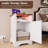 Milaun Led Nightstand With Charging Station, White And Rustic Oak-106466254