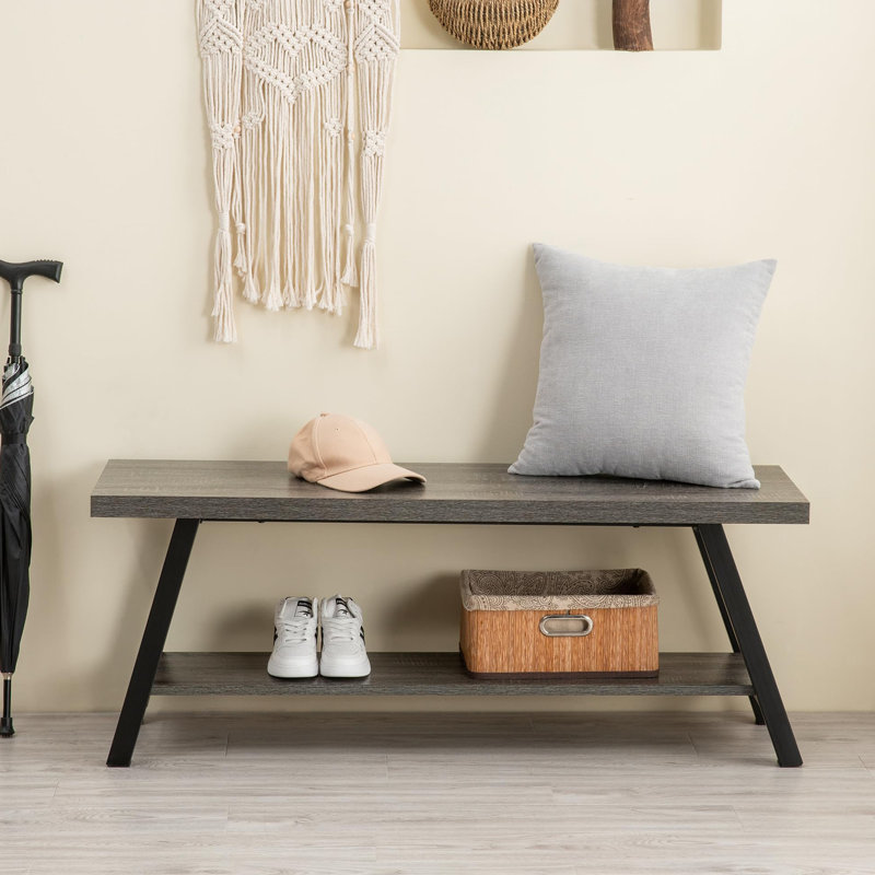 Banc de rangement Jodine, Chêne gris foncé