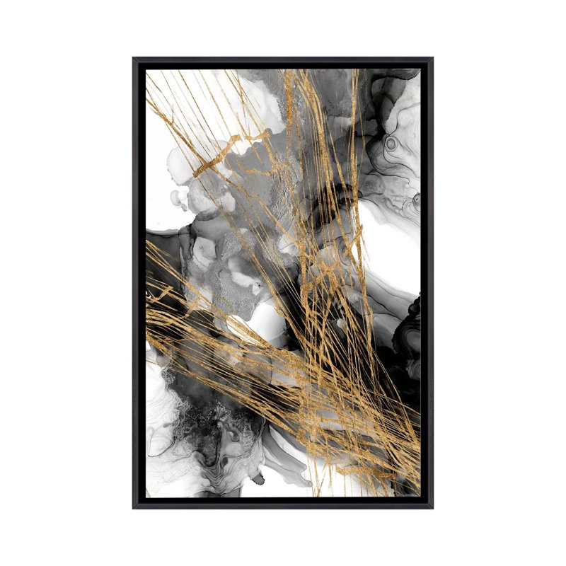 « Sangles II » par Jennifer Goldberger-impression, H 40 po x l 26 po x P 1,5 po, Toile avec cadre noir patiné
