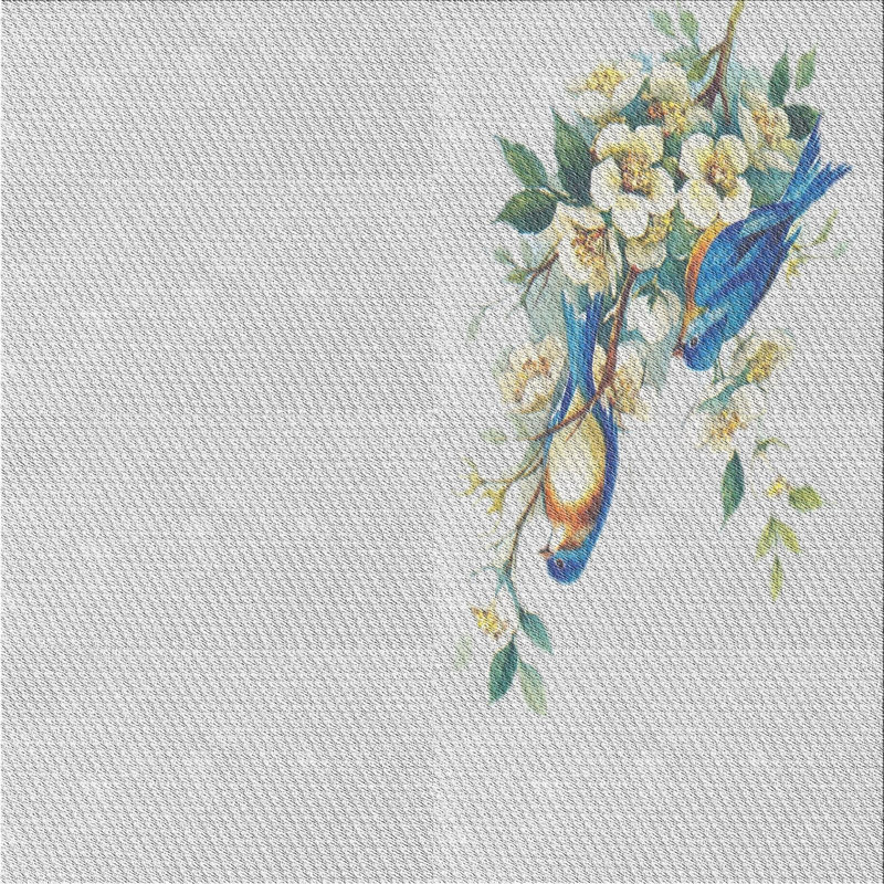 Tapis bleu/beige à motifs, Carré 3 pi