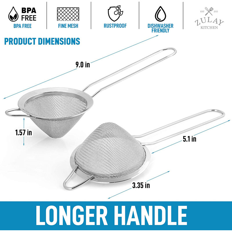 Silver Stainless Steel Fine Mesh Cocktail Strainer