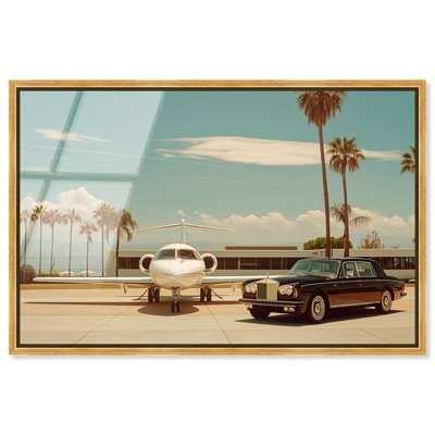 Sky Meets the Road Framed High-Gloss Acrylic Glass Wall Art Retro Photography by Art Remedy, Gold Frame, 54 x 36
