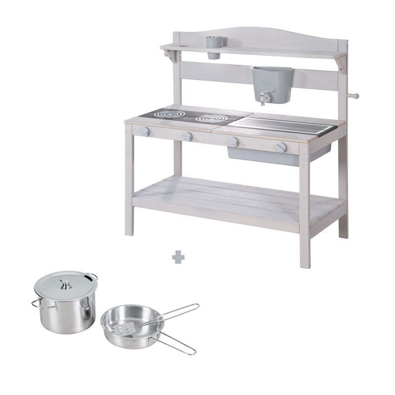 Outdoor Mud Kitchen - Massive Wood - Grey