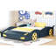 Lit double en forme de voiture de course avec rangement - bleu foncé + bois de pin jaune pour le confort de la chambre à coucher-1961170014-1961170000