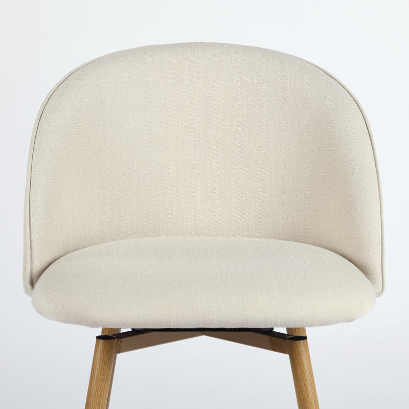 Corrigan Studio 26" Swivel Counter Stool with Beige Fabric Seat & Oak Legs — Modern Counter-Height Chair for Kitchen Island or Dining Bar