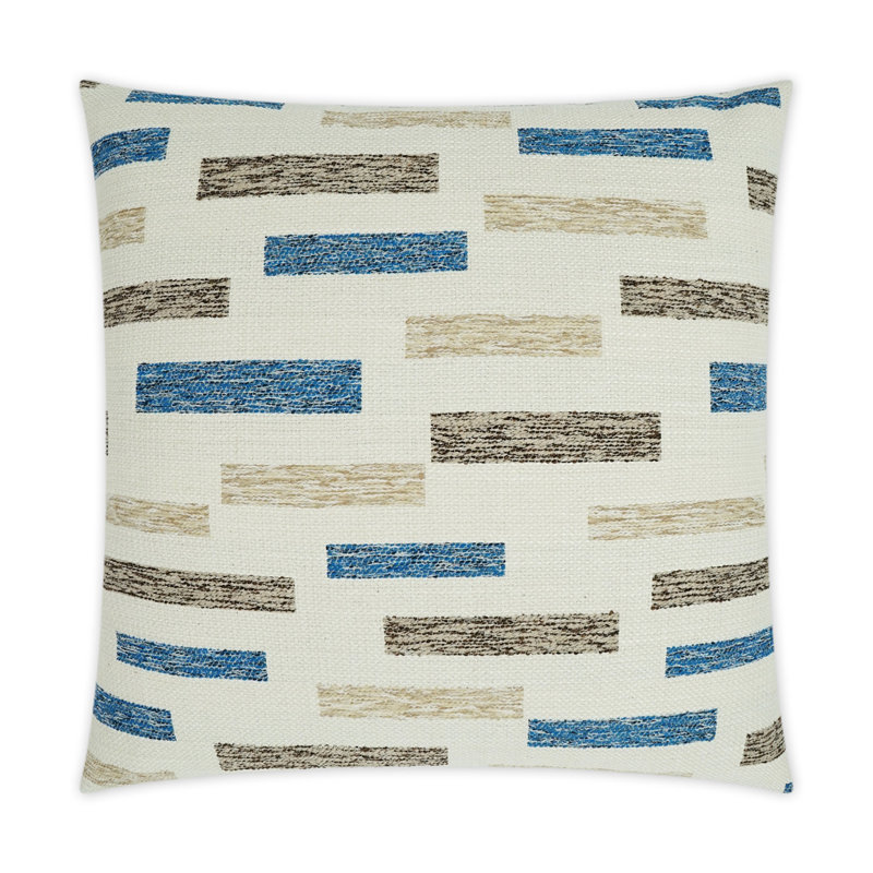 Blockweave Indoor/Outdoor Pillow Cover & Insert, Square 22", Blue