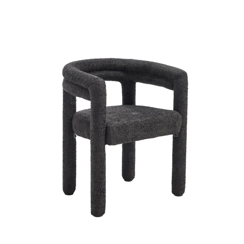 Chaise de baril avec accoudoirs, Noir Sherpa