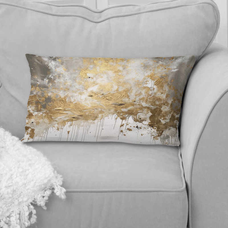 Coussin Golden Abstract, Rectangulaire, H 12 po x l 20 po