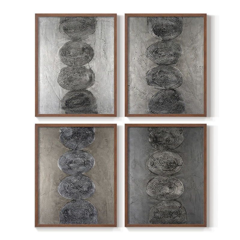 Stacked Halos I Framed Print - Set of 4, 44" H x 14" W, Walnut