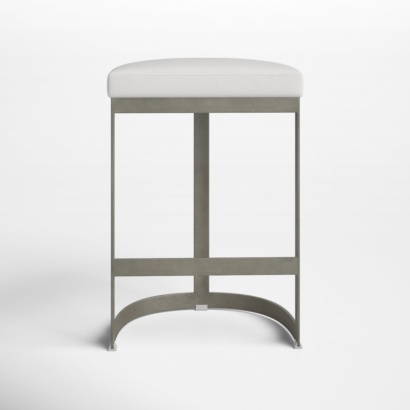Fleta Upholstered Counter Stool with Metal Frame, Silver