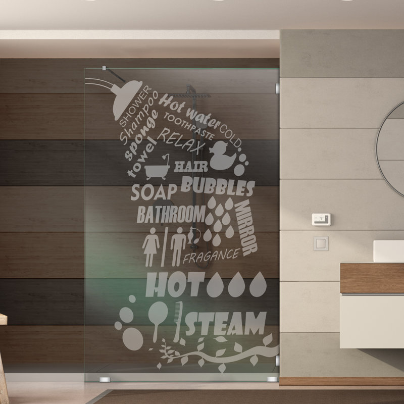 Panneau de douche en verre trempé moderne l 35 1/2 po x H 75 po avec surface givrée facile d'entretien, Oui, Non privé