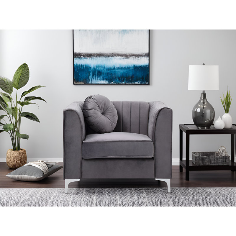 Chaise en velours de suède Tetouan, Gris, 1