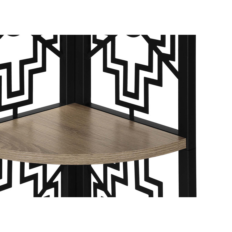 Bookshelf, Bookcase, Etagere, Corner, 4 Tier, 62"h, Office, Bedroom, Taupe
