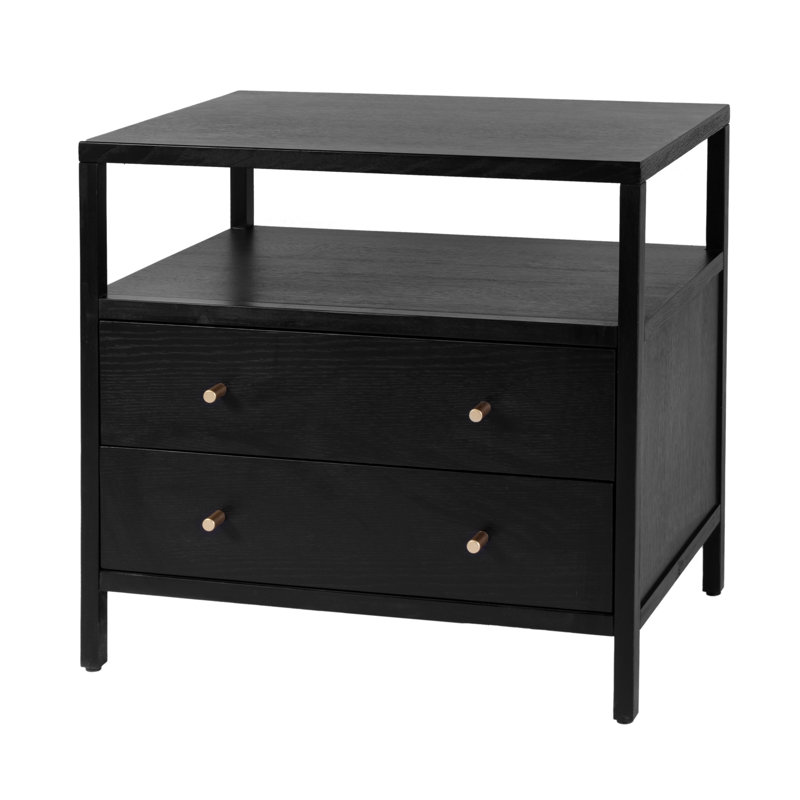 Table de chevet 2 tiroirs Sloane, Noir